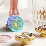 Brass Wax Seal Stamp with Handle, for DIY Scrapbooking, Insect Pattern, 89x30mm