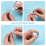 DIY Finger Ring Making Kits, including Adjustable Brass Ring Components and 12mm Transparent Clear Half Round Glass Cabochons, Platinum,  Inner Diameter: 17mm, 80pcs/box