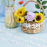 15 Yards Lace Embroidery Polyester Ribbons, Costume Accessories, Leaf Pattern, White, 1 inch(25mm)