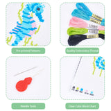 4 Sets 4 Style DIY Sea Horse/Penguin/Dinosaur/Butterfly Pattern PP Bookmarks Cross Stitch Kits, including Polyester Thread, Sewing Needles, Threader, Mixed Color, 227~230x78~80x0.8~0.9mm, 1 set/style