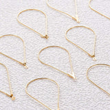 Brass Pendants, Long-Lasting Plated, Open Drop, Real 18K Gold Plated, 42.5x23x0.8mm, Hole: 1mm, 30pcs/set