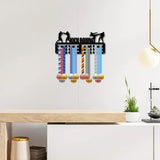 Sports Theme Iron Medal Hanger Holder Display Wall Rack, 3-Line, with Screws, Kick Boxing, Word, 130x290mm, Hole: 5mm