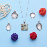 DIY Pendant Making, with Alloy Pendant Cabochon Settings and Glass Cabochons, Mixed Color, 36x28x3mm, Hole: 4mm