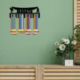 Fashion Iron Medal Hanger Holder Display Wall Rack, 3 Lines, with Screws, Sports Themed Pattern, 150x400mm