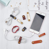 Cattlehide Cable Straps, Management Cable Ties, for USB Cable Headphone Wire, Mixed Color, 90x12x1.5~8.5mm, 4pcs/color, 5 colors, 20pcs/set