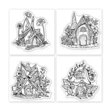 4Pcs 4 Styles PVC Stamp, for DIY Scrapbooking, House, 55x55mm, 1pc/style