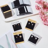 Plastic Earring Display Card, with Velvet Cloth, Rectangle, Black, 200pcs/set