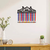Iron Medal Holder Frame, 20 Hooks Medals Display Hanger Rack, with Screws, Black, Cycling, Sports, 150x400mm, Hole: 5mm