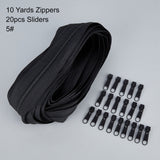 Nylon Invisible Widen Zipper Fastener, for Clothes DIY Sewing Accessories, Black, 91.4x5x0.25cm, 10yards/set