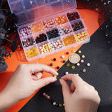 450Pcs 15 Style Drawbench Glass Beads Strands, Baking Painted, Dyed, Round, Mixed Color, 6~6.5mm, Hole: 1~1.6mm, 30pcs/style