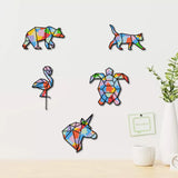 Paper Window Decoration, Origami Style Window Decals, with Craft Paper Sheets, Animal Pattern, Window Decoration: 200mm, 9pcs/set, 1 set, Sheets: 100x100x0.09mm, 100pcs/set, 1 set