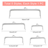 5Pcs Iron Purse Frame, for Bag Sewing Craft Tailor Sewer, Platinum, 8.5~18cm, 5pcs