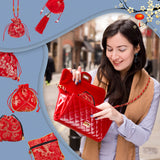 12Pcs 6 Styles Silk Packing Pouches Set, Including Vintage Scented Sachet Perfume Drawstring Bag and Zipper Jewelry Gift Bag, with Tassel and Beads, Mixed Patterns, Red, 10.9~34cm, 2pcs/style