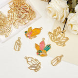 Alloy Open Back Bezel Pendants, For DIY UV Resin, Epoxy Resin, Pressed Flower Jewelry, Diamond, Golden, 20pcs/box