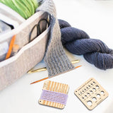 4Pcs 2 Style Wood Knitting Gauge Rulers, Crochet Hook and Knitting Needle Gauge, Square, BurlyWood, 6.35x6.35x0.5cm, 2pcs/style