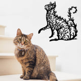 Iron Wall Art Decorations, for Front Porch, Living Room, Kitchen, Cat, Electrophoresis Black, 300x294x1mm
