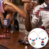 24Pcs 24 Style Independence Day Theme Alloy Enamel Wine Glass Charms, Goblet Marker, with Brass Wine Glass Charm Rings, Golden, 38~52mm, 1pc/style