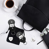 1 Set Friendship Theme Heart Double-Sided Engraved Stainless Steel Commemorative Decision Maker Coin, with 1Pc Velvet Cloth Drawstring Bags, Word, 25x25x2mm, 4pcs/set