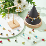 150Pcs Crackle Glass Pendants, with Iron Findings, Round, Mixed Color, 15~15.5x8mm, Hole: 2.5mm