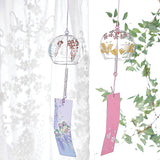 2Pcs 2 Colors Japanese Wind Chimes Glass Wind Bells Handmade Pendants for Birthday Gift and Home Decors, Mixed Color, 7x8cm, 1pc/color