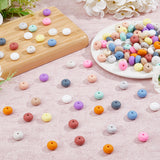 120Pcs 15 Colors Food Grade Eco-Friendly Silicone Beads, Chewing Beads For Teethers, DIY Nursing Necklaces Making, Rondelle, Mixed Color, 14x8mm, Hole: 3mm, 8pcs/color