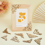 32Pcs 8 Style Flower Pattern Hollow out Unfinished Wood Pieces, Wood Carved Appliques Onlay, for DIY Craft Window Decorative Corner, Navajo White, 5.5~7.1x5.7~6.9x0.2~0.25cm, 4pcs/style