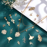 22Pcs 11 Style Brass Pendants, Mixed Leaf, Real 18K Gold Plated, 14.5~45x11~37x1~2mm, Hole: 1~1.2mm, 2pcs/style