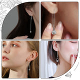3 Pairs 925 Sterling Silver Ear Stud Findings, with 925 Stamp, Box Chains Ear Thread, Silver, 80x1mm, Hole: 1mm, Pin: 0.8mm