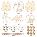 DIY Human Body Theme Earring Making Kits, with Brass Pendants & Ear Nuts, Brass & Iron Stud Earring Findings, Mixed Shape, Real 18K Gold Plated, 28.5x21x1.5mm, Hole: 1mm
