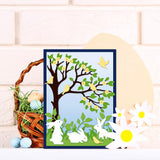 2Pcs 2 Styles Spring Theme Carbon Steel Cutting Dies Stencils, for DIY Scrapbooking, Photo Album, Decorative Embossing Paper Card, Stainless Steel Color, Rabbit & Tree, Mixed Patterns, 5.3~13.3x11~11.1x0.08cm, 1pc/style