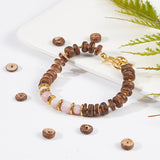 Natural Coconut Shell Rondelle Bead Strands, Coconut Brown, 8x2.5~5mm, Hole: 1mm, about 107pcs/strand, 16.1 inch, 4strands/bag