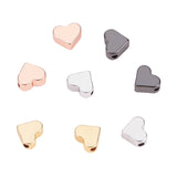 Brass Beads, Lead Free & Cadmium Free & Nickel Free, Heart, Mixed Color, 6x7x3mm, Hole: 1.2mm, 4colors, 10pcs/color, 40pcs/set