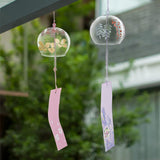 2Pcs 2 Colors Japanese Wind Chimes Glass Wind Bells Handmade Pendants for Birthday Gift and Home Decors, Mixed Color, 7x8cm, 1pc/color