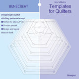 Acrylic Transparent Pressure Plate, Quilting Template, Hexagon, Clear, 30x34.5x2.5mm, Hole: 3mm, 6pcs/set