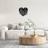 Iron Wall Art Decorations, for Front Porch, Living Room, Kitchen, Matte Style, with Screws, Heart with Vine, Leaf Pattern, 289x283x1mm