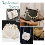 2Pcs ABS Plastic Imitation Pearl Beaded Bag Straps, with Light Gold Zinc Alloy Swivel Clasps, for Bag Replacement Accessories, White, 41cm