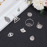 Tibetan Style Alloy Pendants & Cabochons & Pendants Rhinestone Setting, Eye, Antique Silver, 74x72x17mm, 36pcs/box