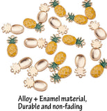 Alloy Enamel Pendants, Pineapple, Light Gold, Gold, 24x12x3mm, Hole: 1.5mm, 20pcs/box