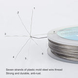 Tiger Tail Wire, Stainless Steel Wire, Stainless Steel Color, 0.45mm, about 262.46 Feet(80m)/roll