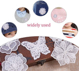 Lace Embroidery Sewing Fiber, DIY Garment Accessories, Flower, White, 10pcs/set