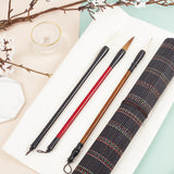 Calligraphy Brushes Pen Set, with Roll-up Bamboo Brush Holder, for Professional Calligraphy, Black, 300~305x245~295x2.5~5.5mm