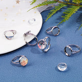 DIY Finger Ring Making Kits, including Adjustable Brass Ring Components and 12mm Transparent Clear Half Round Glass Cabochons, Platinum,  Inner Diameter: 17mm, 80pcs/box