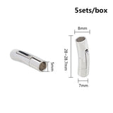 304 Stainless Steel Bayonet Clasps, DIY Jewelry Making, Column, Stainless Steel Color, 28~28.7x7x8mm, Hole: 5mm, 5sets/box
