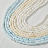 504Pcs 3 Colors Natural White Shell Beads, Dyed, Heishi Beads, Flat Round/Disc, Mixed Color, 6~7x1~3mm, Hole: 0.8mm, 168pcs/color