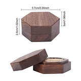 Hexagon Wooden Finger Ring Boxes, Wedding Rings Gift Case with Magnetic Clasps, for Wedding Valentine's Day, Coconut Brown, 5x5.6x2.85cm