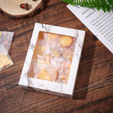 Marble Texture Pattern Paper Gift Boxes, with Clear Window, Packaging Boxes, White, Box: 17.5x13.5x3.5cm, Unfold: 29x17x0.1cm