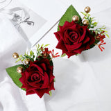 Silk Wrist, with Plastic Imitation Rose Flower, for Wedding, Party Decorations, Dark Red, 690x10mm