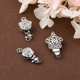 Brass Box Clasps, with Rhinestone, Platinum, 18x12x10mm, Hole: 2mm