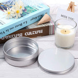 Round Aluminium Tin Cans, Aluminium Jar, Storage Containers for Cosmetic, Candles, Candies, with Screw Top Lid, Platinum, 112.5x35.5mm, 6pcs