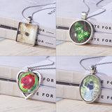 DIY Pendant Making, with Alloy Pendant Cabochon Settings and Glass Cabochons, Mixed Color, 36x28x3mm, Hole: 4mm